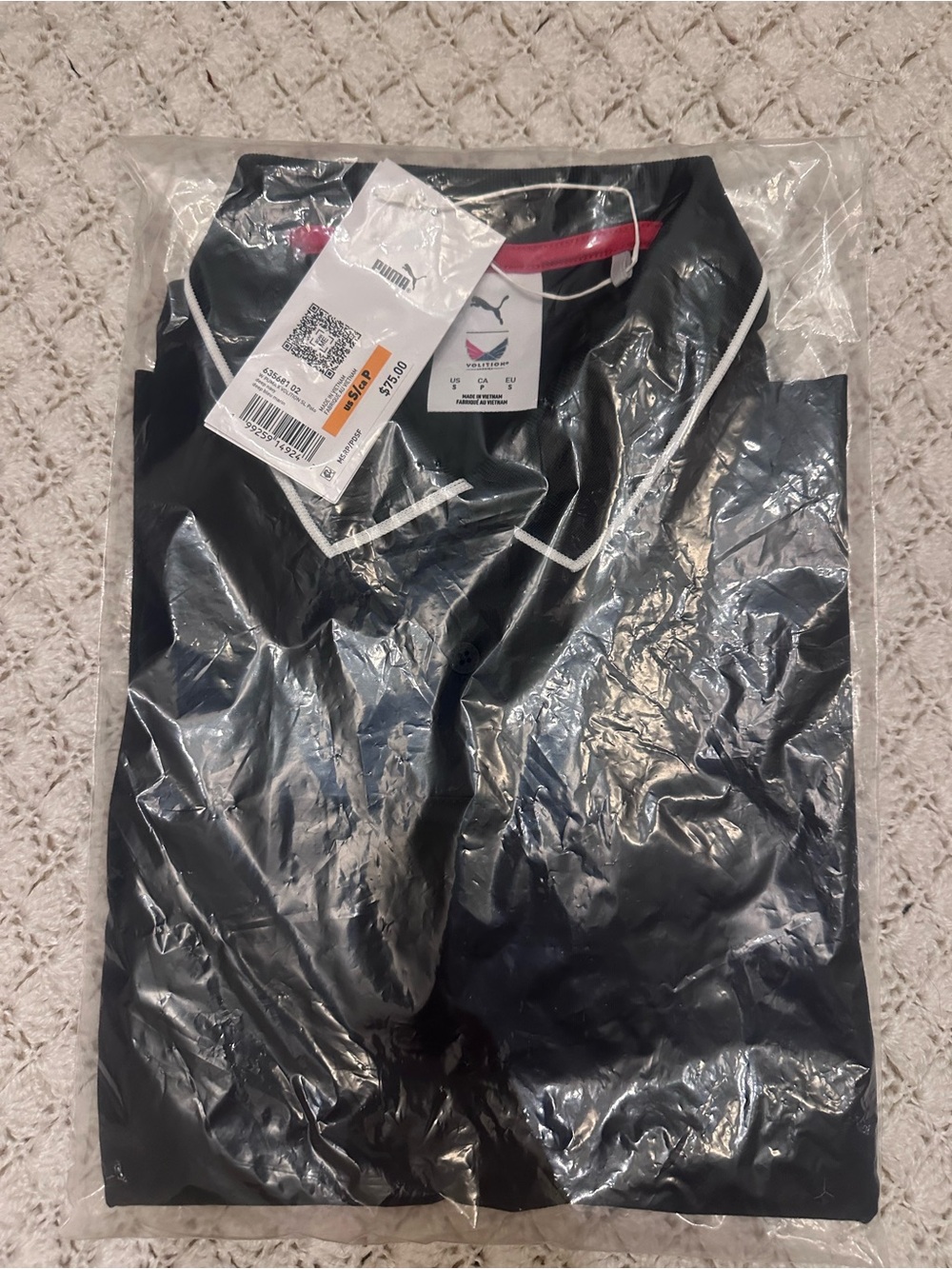 Puma Black Sleeveless Polo with White Piping and Pink Trim - Picture 3 of 3